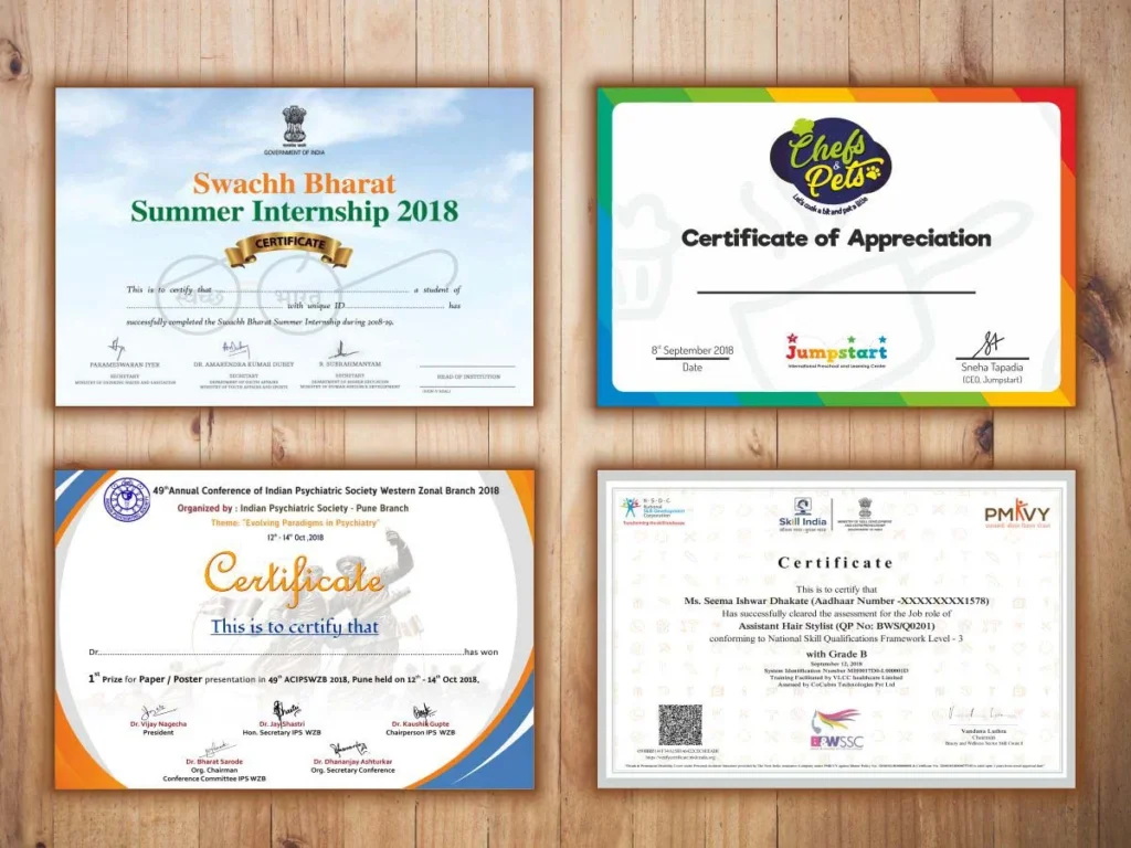 Certificate Printing Tamworth